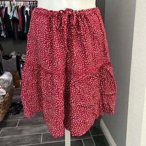 Brandy Melville Red Floral Skirt